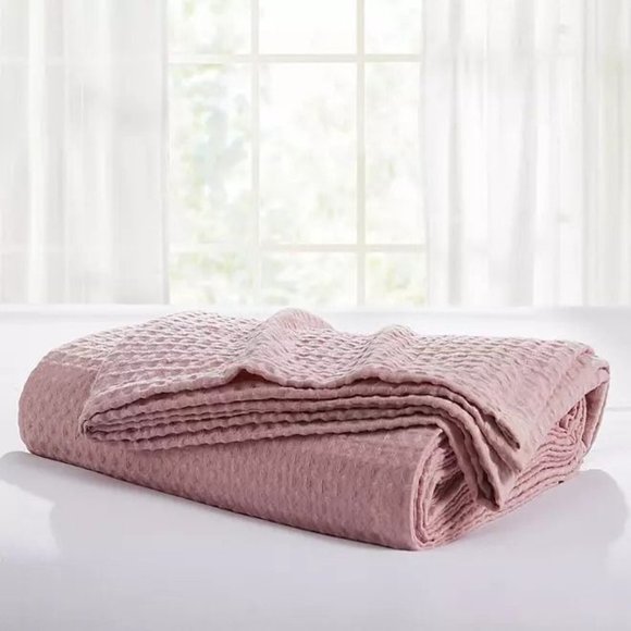 Other - Waffle Knit Blanket NEW Queen Size 90" x 96" Cozy Waffle Texture Blanket Blush
